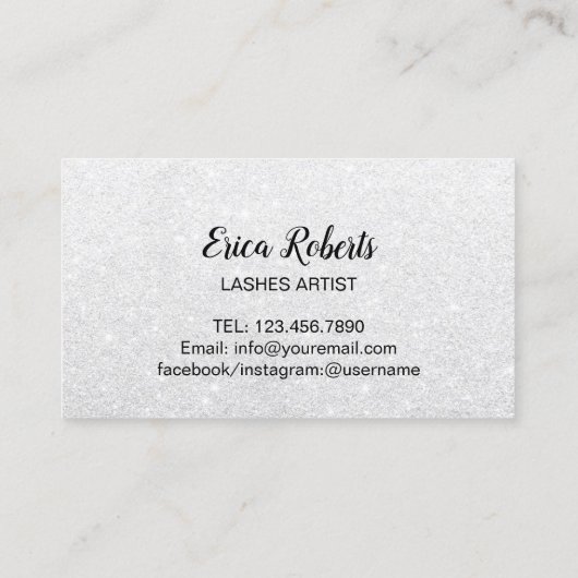 Lashes & Pink Lipsメイクアップアーティストシルバー美しい 名刺 (裏面)