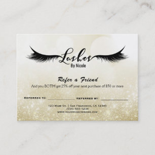Lashes Refer a Friend Aftercare Instructions金ゴールド 紹介カード