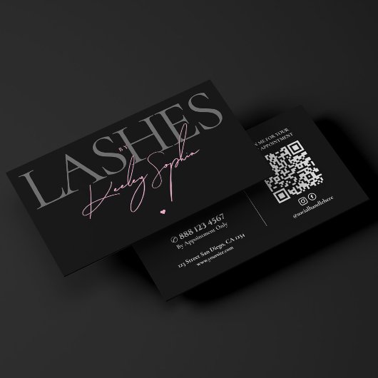 Lashes Studio ブラック ピンク メイクアップ アーティスト 美容 名刺