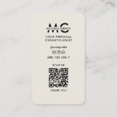 Lashes TechメイクアップミニマルアーティストTan Beige 名刺 (裏面)