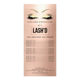 LashesD価格表拡張金ゴールド赤面ロゴ ラックカード