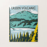 Lassen Volcanic National Park California Vintage  ジグソーパズル<br><div class="desc">Lassen Volcanic vector artwork design. The park is rich in hydrothermal sites like Bumpass Hell,  with its acres of bubbling mud pots.</div>
