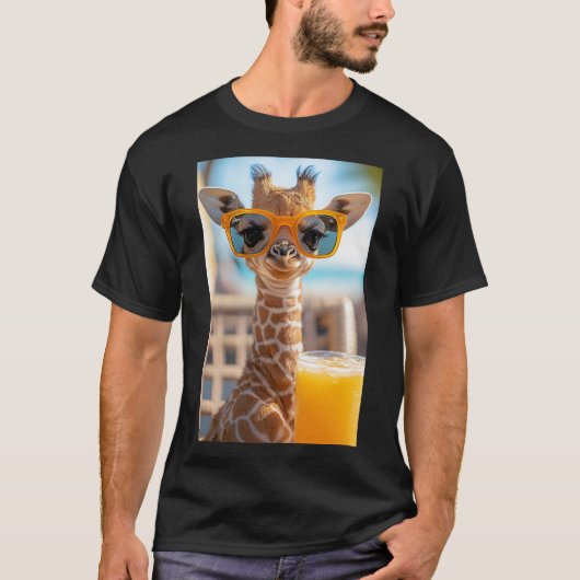 Lässige Giraffe mit Sonnenbrille Tシャツ (正面)