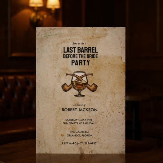 Last Barrel Before the Bride Bachelor Night 招待状
