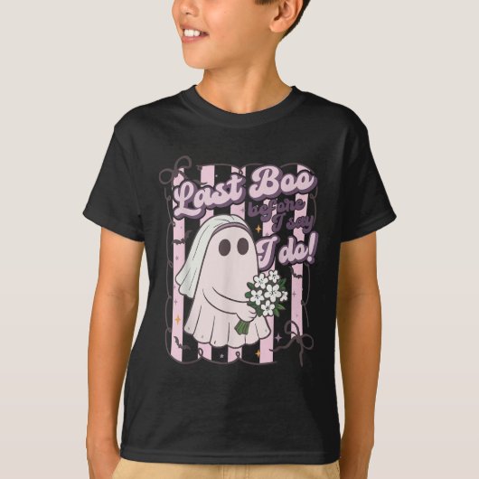 Last Boo Before I Say I Do Bride Ghost Halloween B Tシャツ (正面)