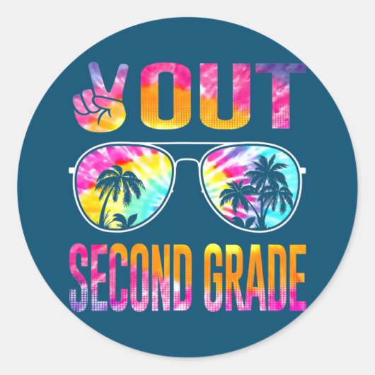 Last Day Of School Peace Out Second 2nd Grade ラウンドシール (正面)