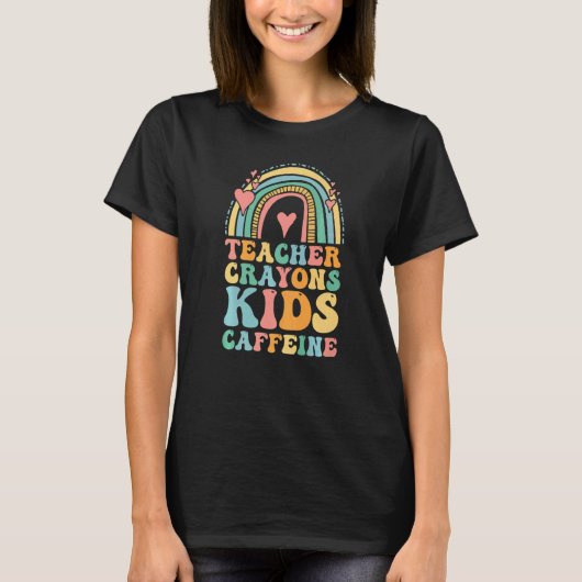 Last Day of School Teachers Crayons Kids Caffeine  Tシャツ (正面)
