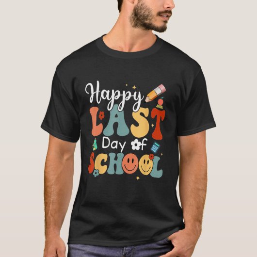 Last Day Of School Vibes Retro Groovy Smile Face G Tシャツ (正面)