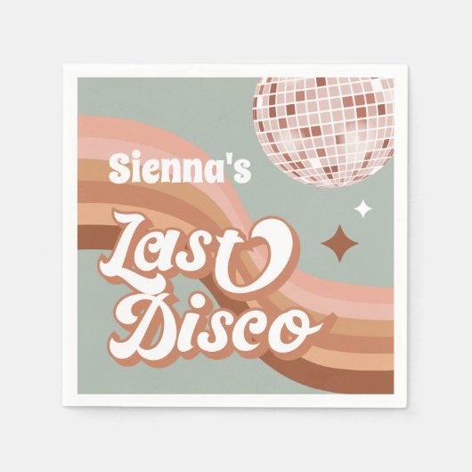 Last Disco 70のGroovyレトロデイジーバチェロレッテ スタンダードカクテルナプキン (正面)