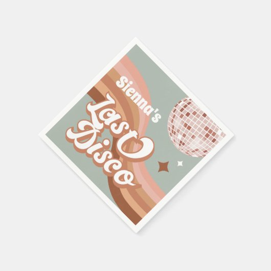 Last Disco 70のGroovyレトロデイジーバチェロレッテ スタンダードカクテルナプキン (角)
