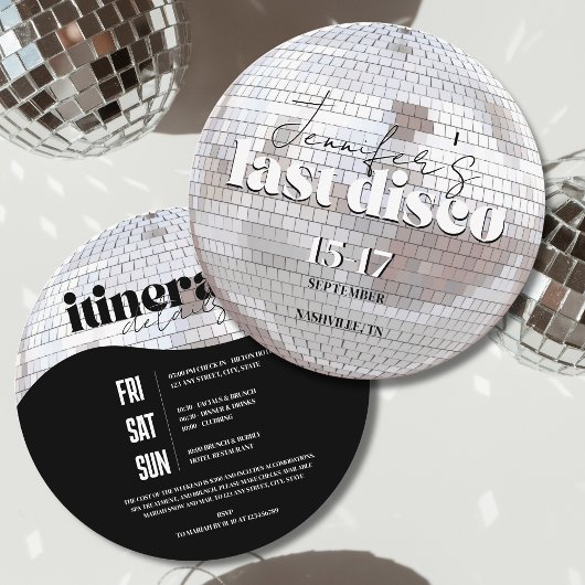 Last Disco 70sバチェロレッテ週末の日程 招待状