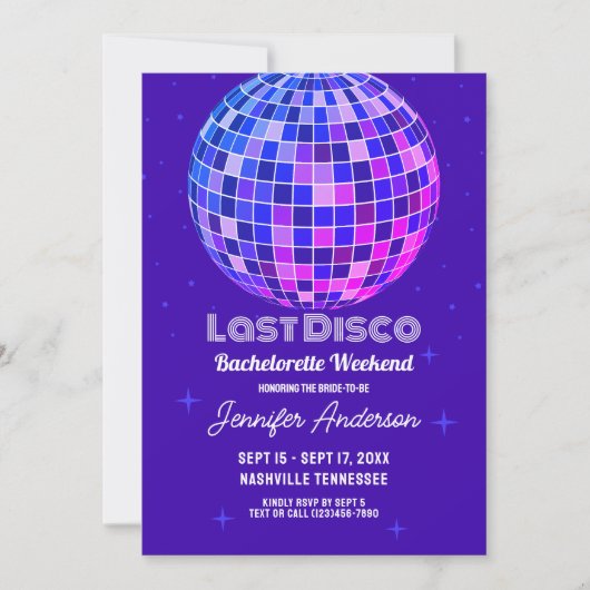 Last Disco 70sレトロ宇宙バチェロレッテ週末 招待状 (正面)