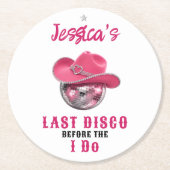 Last Disco Before I Do Bachelorette ラウンドペーパーコースター (正面)