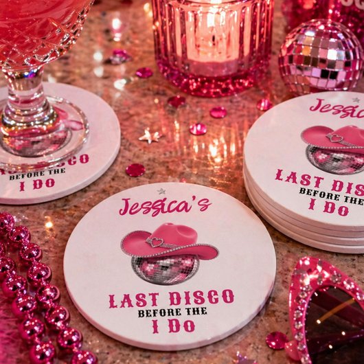 Last Disco Before I Do Bachelorette ラウンドペーパーコースター