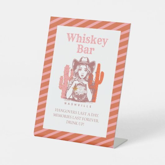Last Disco Cowgirl Whiskey Bar Bachelorette Party  台座サイン (正面)