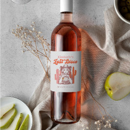 Last Disco Retro Pink Cowgirl Bachelorette Party  ワインラベル