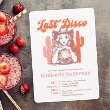 Last Disco Retro Pink Cowgirl Bachelorette Party 
