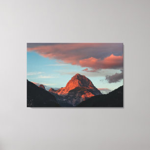 Last light of sun on mountain Mangart,スロベニア キャンバスプリント