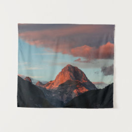 Last light of sun on mountain Mangart,スロベニア タペストリー