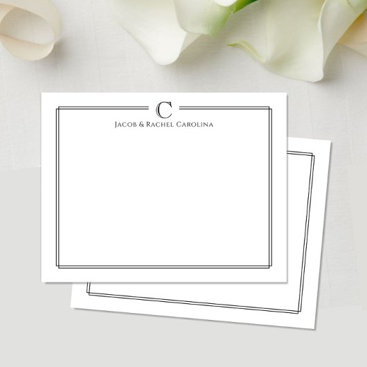 Last Name Initial Newlywed Stationery Note Card ノートカード