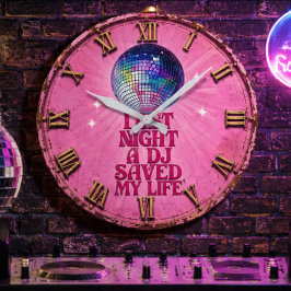 Last Night a DJ Saved My Life isco Ball Retro ラージ壁時計