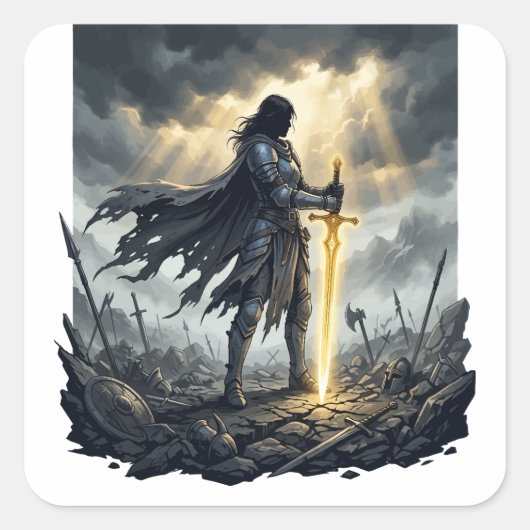 Last One Standing Dark Fantasy Warrior Epic Battle スクエアシール (正面)
