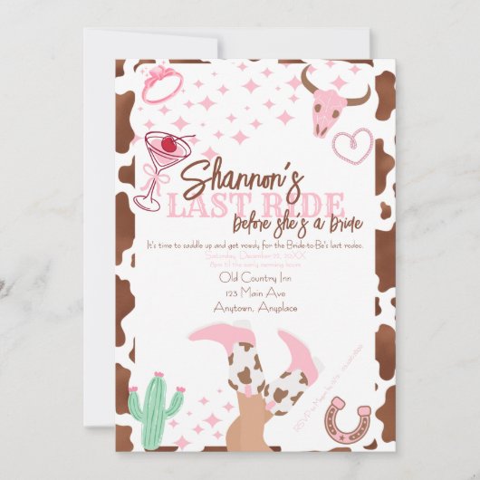 Last Ride Bachelorette Party 招待状 (正面)