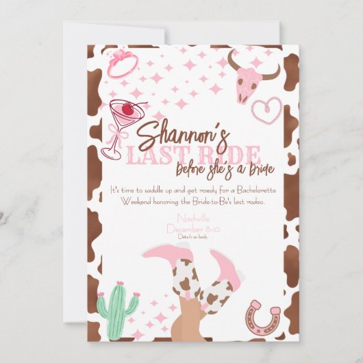 Last Ride Weekend Trip Bachelorette Party 招待状 (正面)