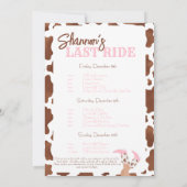 Last Ride Weekend Trip Bachelorette Party 招待状 (裏面)