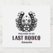 last rodeo bachelorette party black and white  スパークリングワインラベル (シングルラベル)