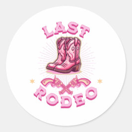 last rodeo bachelorette party pink cowgirl ラウンドシール