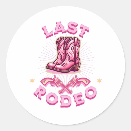 last rodeo bachelorette party pink cowgirl ラウンドシール (正面)