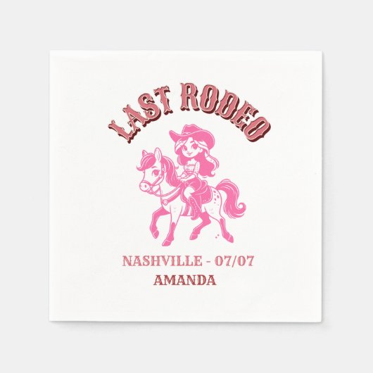 last rodeo bachelorette party pink horse スタンダードカクテルナプキン (正面)