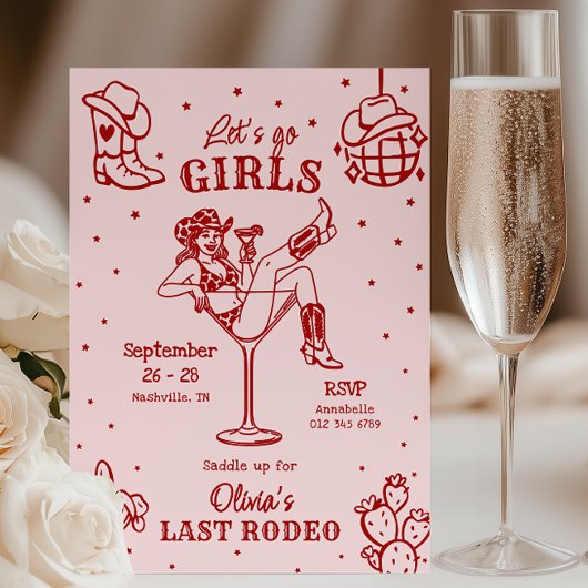 Last Rodeo Bachelorette Party Schedule Doodle 招待状
