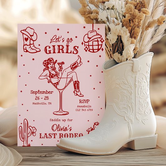 Last Rodeo Bachelorette Party Schedule Doodle 招待状