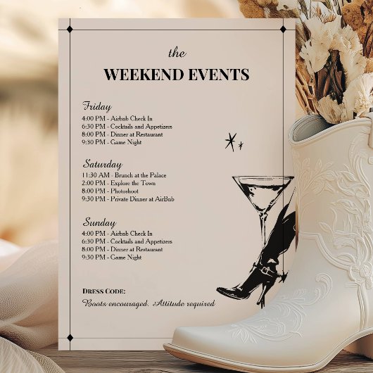 Last Rodeo Bachelorette Weekend Itinerary Invitati 招待状