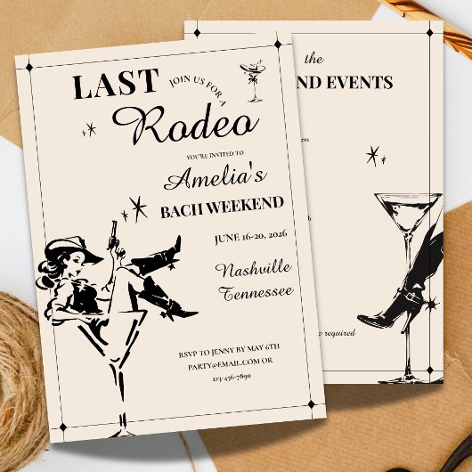 Last Rodeo Bachelorette Weekend Itinerary Invitati 招待状