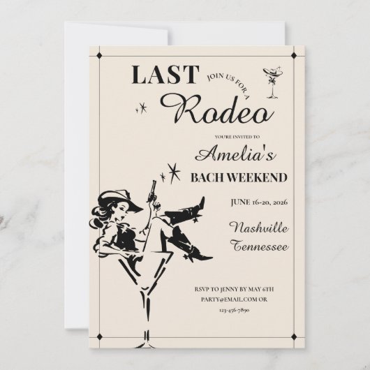 Last Rodeo Bachelorette Weekend Itinerary Invitati 招待状 (正面)