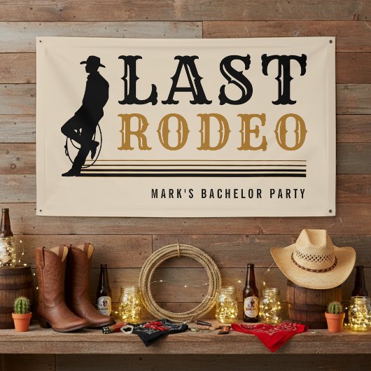 Last Rodeo Cowboy Bachelor Party Tan Brown 横断幕