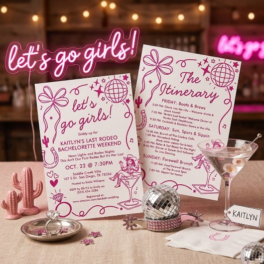 Last Rodeo Cowgirl Bachelorette Weekend Itinerary 招待状