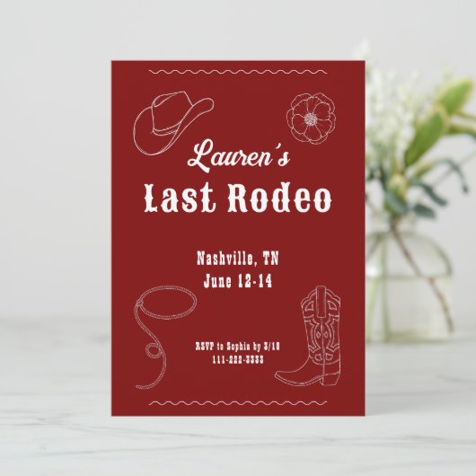 Last Rodeo Cowgirl Western Bachelorette Invitation 招待状 (スタンド正面)