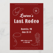 Last Rodeo Cowgirl Western Bachelorette Invitation 招待状 (正面)