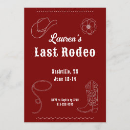 Last Rodeo Cowgirl Western Bachelorette Invitation 招待状