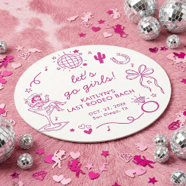 Last Rodeo Disco Cowgirl Bachelorette Party ラウンドペーパーコースター