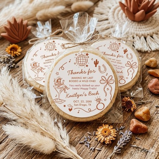 Last Rodeo Disco Cowgirl Bachelorette Party Favor ラウンドシール