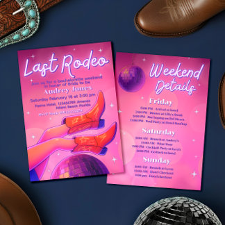 Last Rodeo - Disco Cowgirl Bachelorette Weekend 招待状