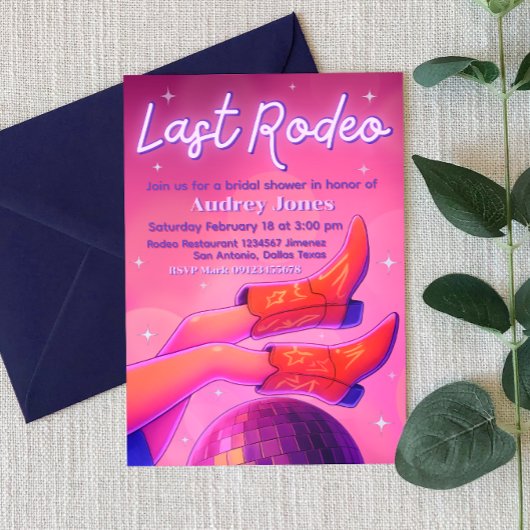 Last Rodeo - Disco Cowgirl Invitation 招待状