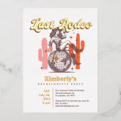 Last Rodeo Gold Retro Cowgirl Bachelorette Party  箔招待状 (正面)