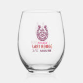 last rodeo pink and purple horseshoe floral ステムなしワイングラス (裏面)