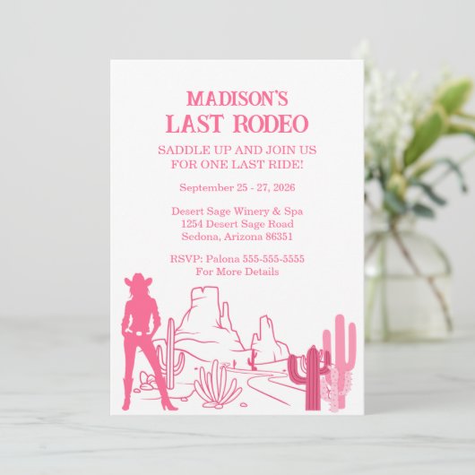 Last Rodeo Pink Bachelorette Party Weekend 招待状 (スタンド正面)